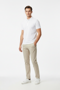 Male model wearing Classic White Polo Shirt full body