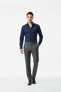 Male model wearing Navy Slim-Fit Dress Shirt full body